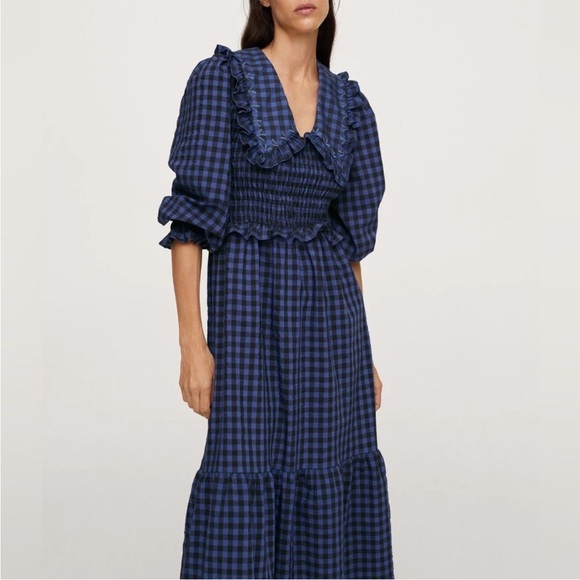 Mango Check Baby Doll Neck Dress, XS - Picture 5 of 9